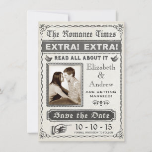Krant Save the Date Uitnodiging Vintage
