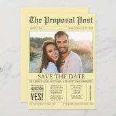 Krant Style Fun Yellow Save the Date Photo (Voorkant / Achterkant)