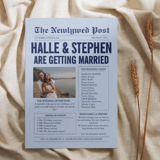 Krant Trouwprogramma Elegante Moderne Leuke Feiten Flyer