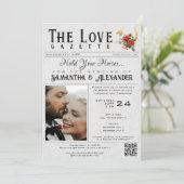 Krant Uniek Hoefijzer Rozen Bruiloft Details Kaart (Staand voorkant)