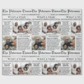 Krant Unieke Kerstmis Fotocollage Cadeaupapier (Vlak)