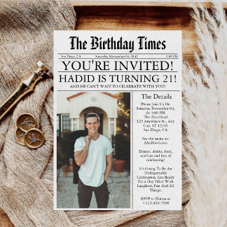 Krant Unieke Leuke Foto 21e Verjaardagsfeestje Kaart