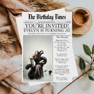 Krant Unieke Leuke Foto 26ste Verjaardagsfeest Kaart