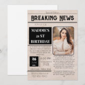 Krant verjaardagsuitnodiging  kaart (Voorkant / Achterkant)