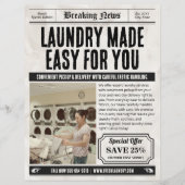 Krant Wasserij Services Flyer, Retro Business Flyer (Voorkant)