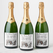 Krant zwangerschap Baby shower Aankondiging Spark Sparkling Wijnetiket (Flessen)