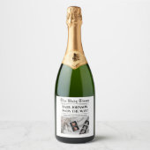 Krant zwangerschap Baby shower Aankondiging Spark Sparkling Wijnetiket (Voorkant)