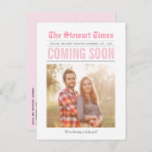 krant | Zwangerschapsaankondiging | Roze Aankondigingskaart (Voorkant / Achterkant)