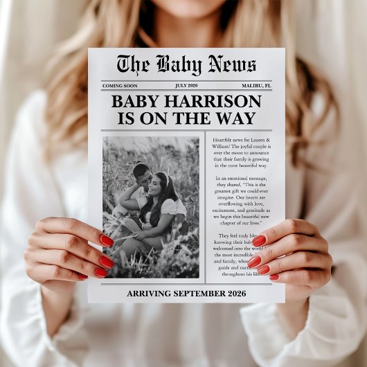 Kranten Baby onthullen zwangerschapsaankondiging Kaart