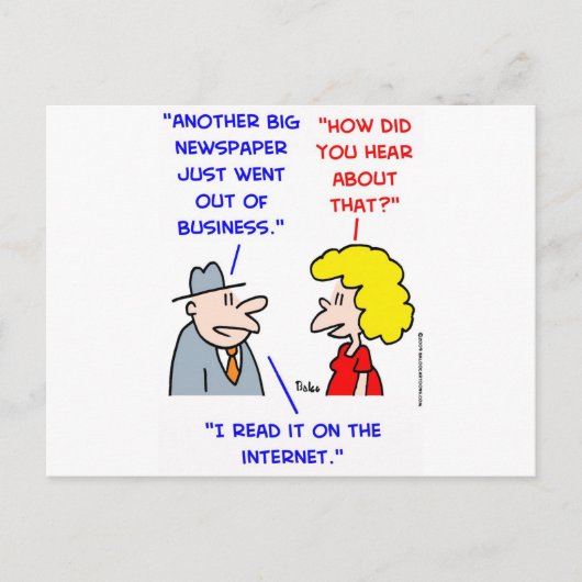 kranten die internet sterven briefkaart (Voorkant)