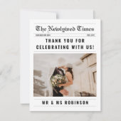 Kranten Elegante Fotocollage Trouw Huwelijkskaart Bedankkaart (Voorkant)