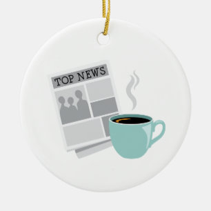 Kranten en koffie keramisch ornament