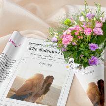 Kranten Galentines Dag Bloem Boeket Rood Hart