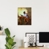 Kranten lezen door Candlelight Poster (Thuiskantoor)