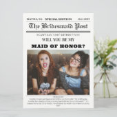 Kranten Maid of Honor Proposal Kaart (Staand voorkant)