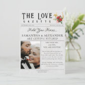 Kranten Modern Hoefijzer Unieke Foto Bruiloft Save The Date (Staand voorkant)