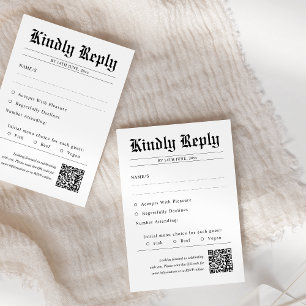Kranten QR Code Unieke bruiloft RSVP Kaartje