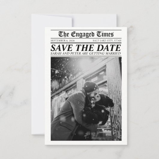 Kranten Retro Uniek Save the Date (Voorkant)