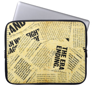 Kranten tekst met oud papier laptop sleeve