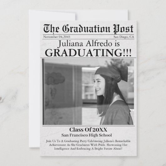 Kranten Unieke Klasse van 2025 Afstuderen Kaart (Voorkant)