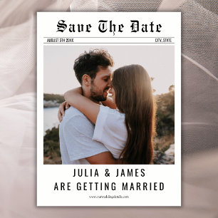 Kranten Unieke Klassieke Eenvoudige Foto Huwelijk Save The Date