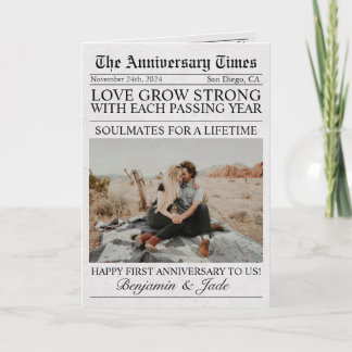 Kranten Unieke Plezier Foto Huwelijksverjaardag Kaart