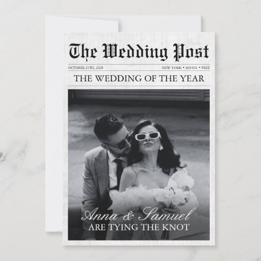 Kranten Unieke vun Foto sparen datum huwelijk Kaart (Voorkant)