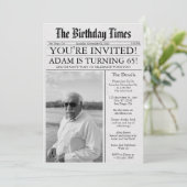 Kranten Unique Fun 65e verjaardag fotofeestje Kaart (Staand voorkant)