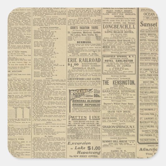  krantenachtergrond vierkante sticker (Voorkant)