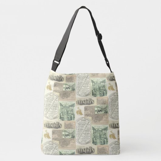 krantenadvertenties Collage Crossbody Tas (Achterkant)