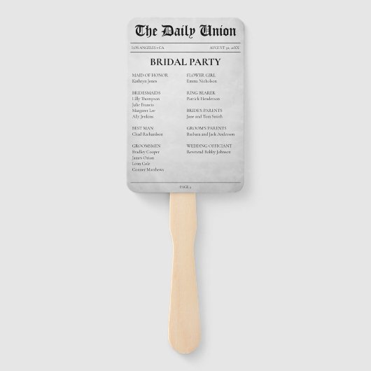 Krantenartikel Trouwprogramma Handwaaier (Achterkant)