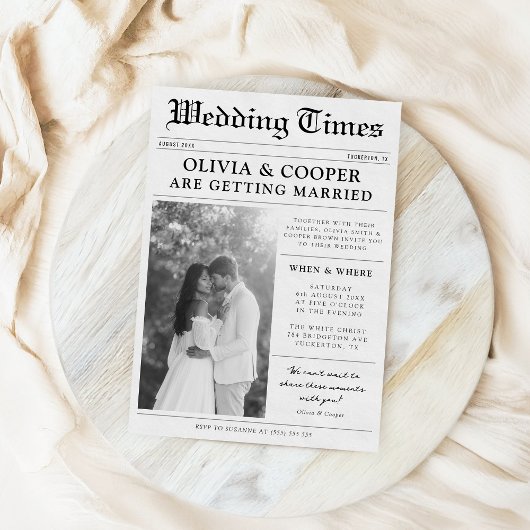 krantenbruiloft kaart