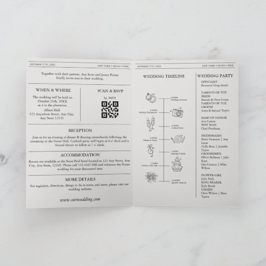 Krantendetails Tijdlijn QR Alles in één bruiloft (Binnen)