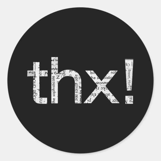 Krantendruk "THX" Typografie Stickers (Voorkant)