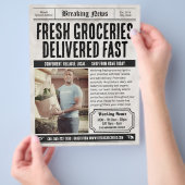 Krantenflyer, Retro Groceries Delivery Service Flyer (Hand)
