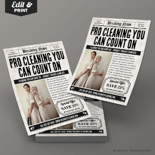 Krantenflyer, Retro Home Cleaning Services Flyer