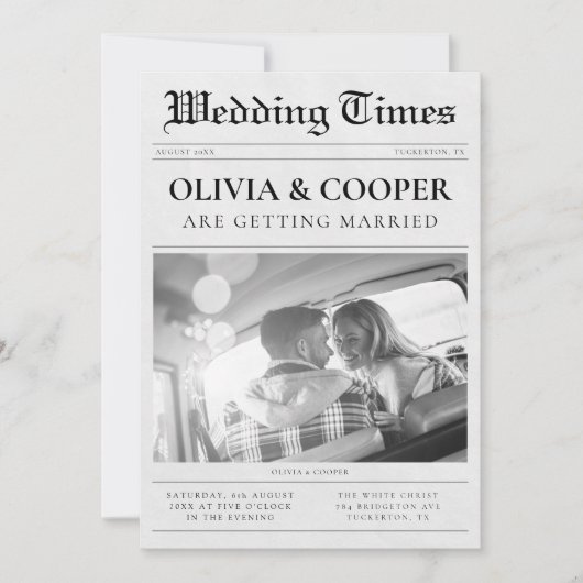 Krantenfoto Elegant alles in één bruiloft Kaart (Voorkant)