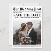 Krantenfoto Unieke bruiloft Save The Date (Voorkant)