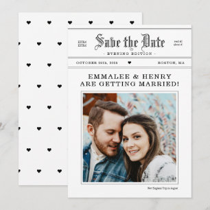 krantenfoto Weddenschap Save the Date Kaart
