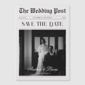  krantenfoto Weddenschap Save the Date Magnetische Uitnodiging (Voorkant)