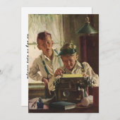 krantenjournalisten, schrijfmachines kaart (Voorkant / Achterkant)