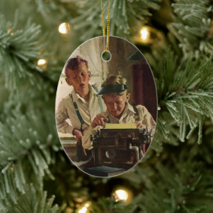  krantenjournalisten, schrijfmachines keramisch ornament