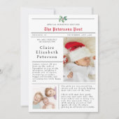 Krantenkerstkaarten Foto Baby Aankondiging (Voorkant)