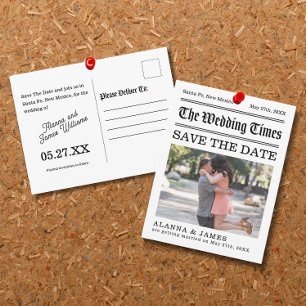 Krantenkop Foto Save the Date Briefkaart