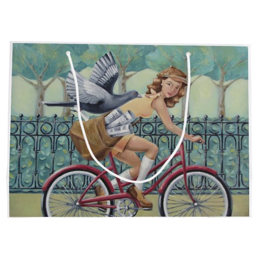 Krantenmeisje en fietsencadeautas groot cadeauzakje (Achterkant)