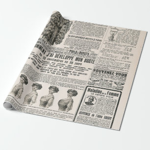Krantenpagina met antiek advertentie cadeaupapier