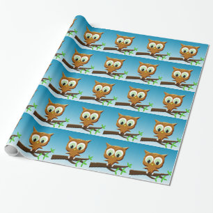 Krantenpapier Cartoon Uil Cadeaupapier
