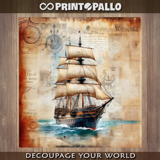 krantenpapier met zeilgaljoen tissuepapier