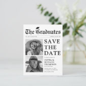 Krantenparitair Afstuderen Save the date (Staand voorkant)