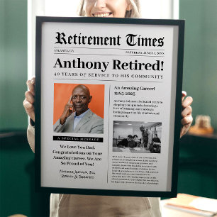 Krantenposter voor geschenk in lijst bij pensioner poster